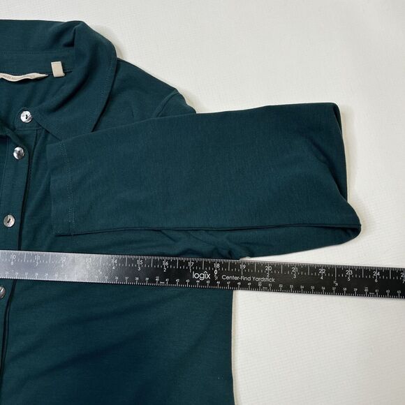 SOFT SURROUNDINGS Green Cettina Button Down Tunic Top Size Small Shirt 2ER28 - Picture 7 of 11